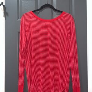 Red and White Striped Long Sleeve Tee